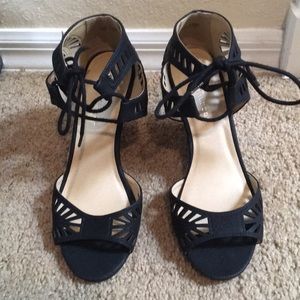 CL black suede wedges